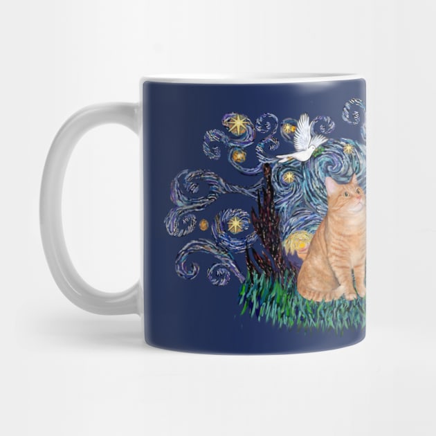 Orange Tabby Cat in "free form" Starry Night by Dogs Galore and More